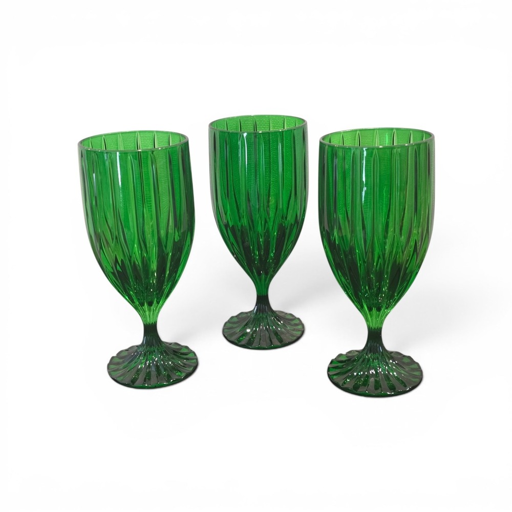 Mikasa Park Lane Emerald Green Glasses Water Tea Holiday Table Set of 3 Vintage